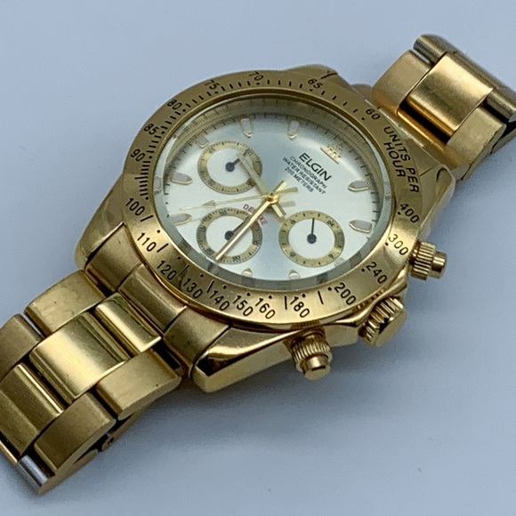 Elgin Other - Elgin FK-1059 E Deluxe Chronograph Gold-Plated Men's Watch